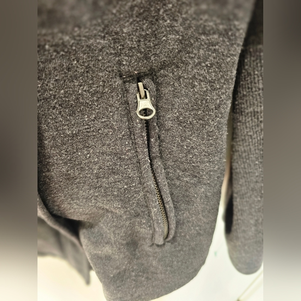 Max Jeans Gray Knit Moto Jacket L Asymmetrical Zip Fleece Lined Cotton Blend - Picture 2 of 12